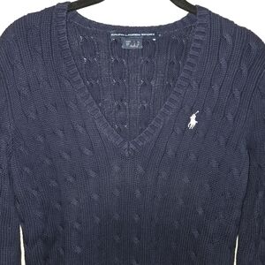 Ralph Lauren Women's Deep Blue V-Neck Sweater